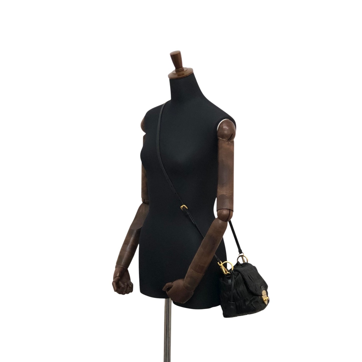 PRADA Logo Front Lock Two-way Handbag Shoulder bag Black Vintage zdrec3