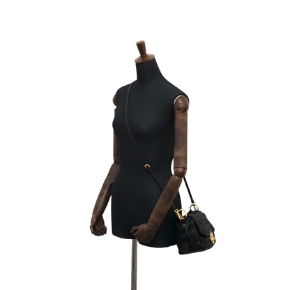 PRADA Logo Front Lock Two-way Handbag Shoulder bag Black Vintage zdrec3