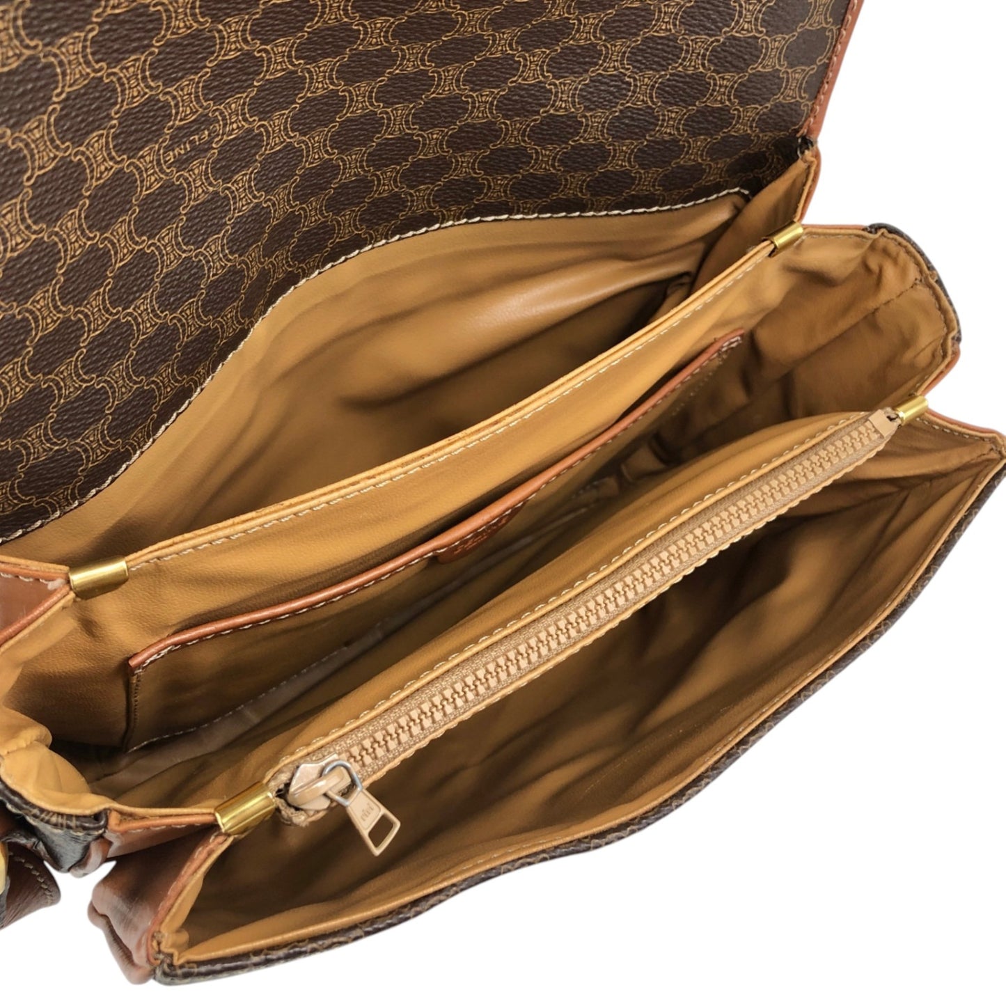 CELINE Macadam Horse Bit Shoulder bag Brown Vintage jcgk27
