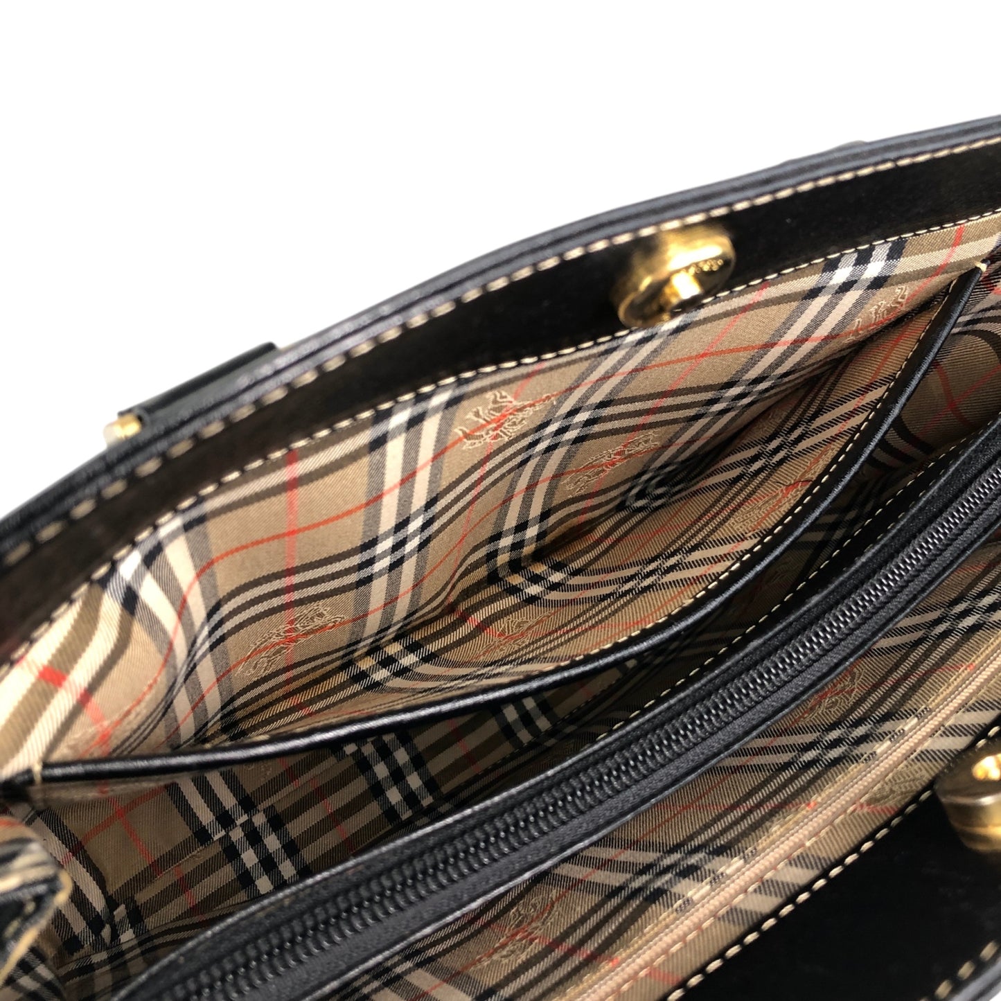 BURBERRY Logo Handbag Totebag Black Vintage 22n2xt