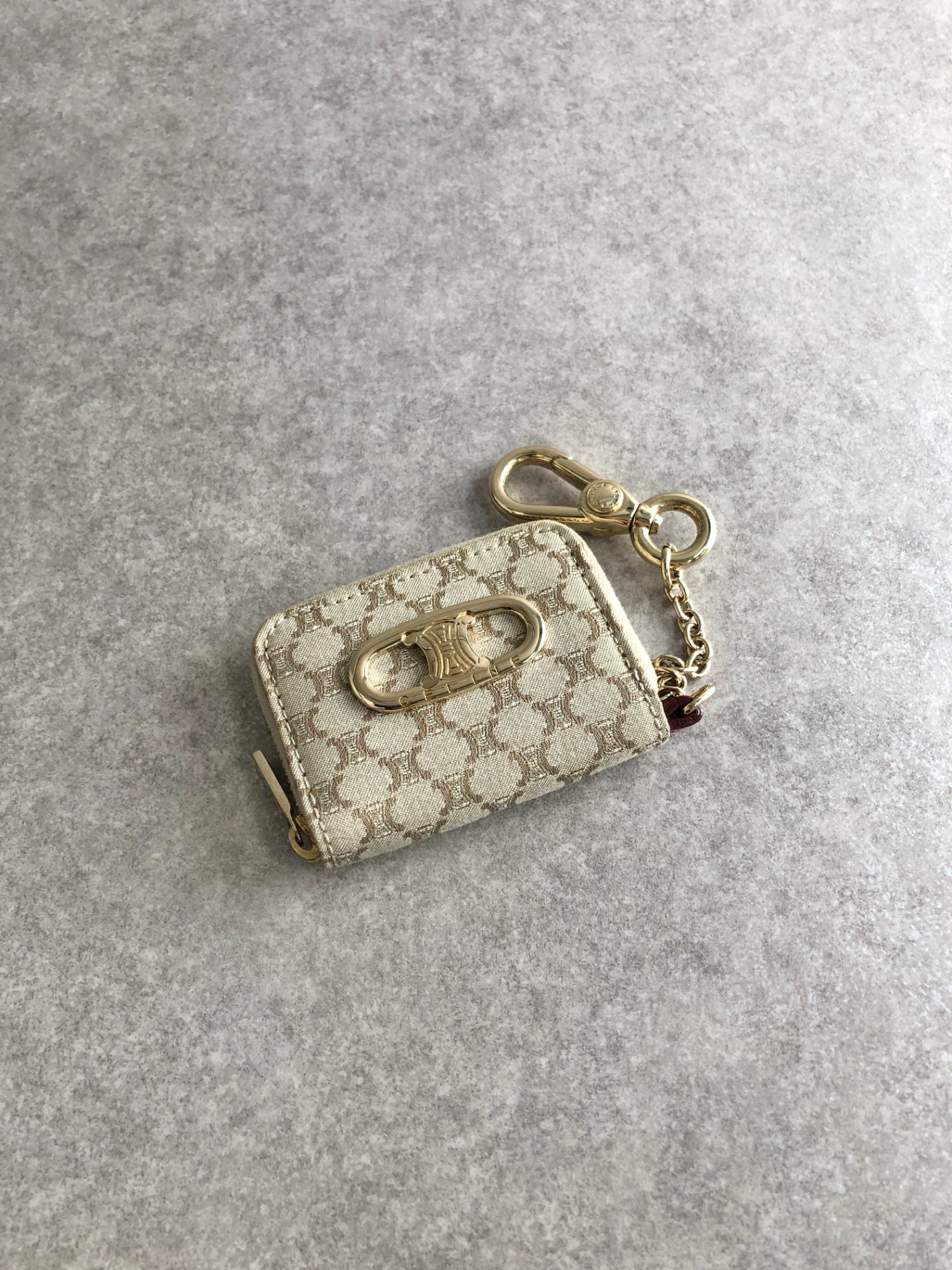 CELINE Triomphe Blason Coin Purse Beige Vintage nrkpks
