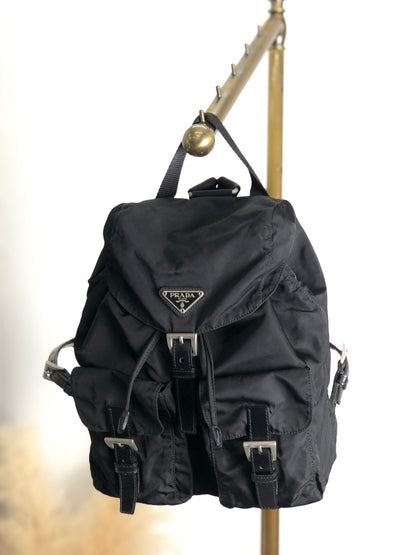 PRADA Triangle Logo Backpack Black Vintage 82dthm