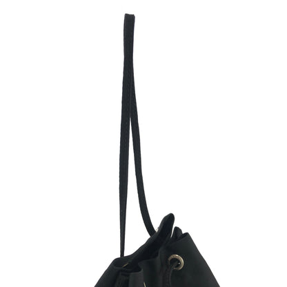PRADA Triangle Logo Nylon Drawstring Handbag Black Vintage j8fkau