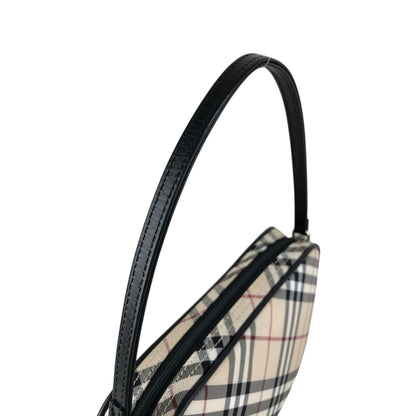 BURBERRY Check Small Handbag Beige Vintage jg72w4