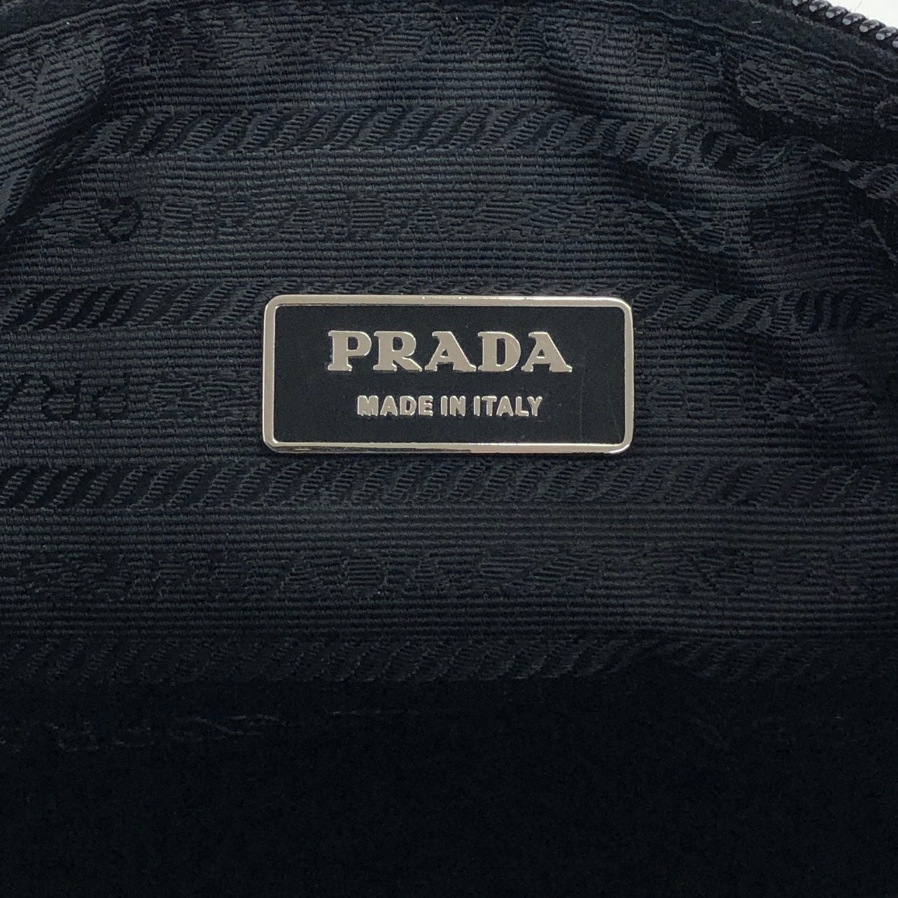 PRADA Tessuto Triangle Logo Front Buckle Front Pocket  Shoulder bag Black Vintage ikphwn