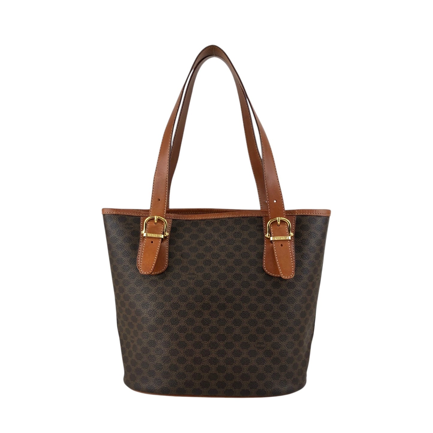 CELINE Macadam Blason Handbag Totebag Brown Vintage bz34wg
