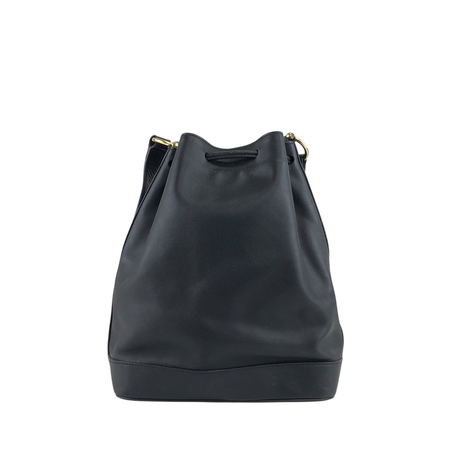 CELINE Gancini Drawstring Shoulder bag Black Vintage 4852gj