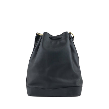 CELINE Gancini Drawstring Shoulder bag Black Vintage 4852gj