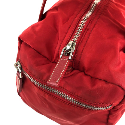 PRADA Triangle Logo Small Boston bag Handbag Red Vintage dkzdci
