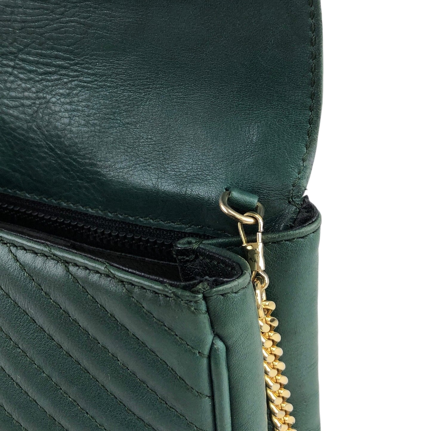 CELINE Triomphe Bias Stitch Chain Shoulder bag Green Vintage a3zrf7