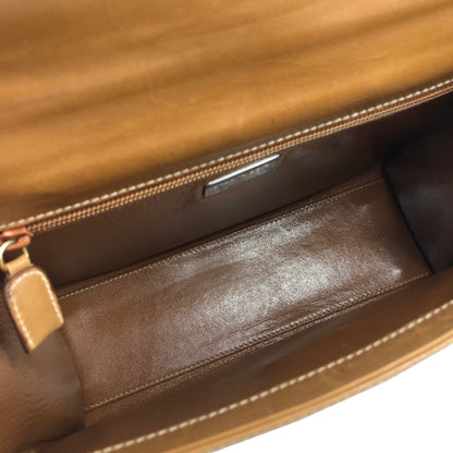 PRADA Metal Closure Leather Handbag Camel Vintage hktpxe