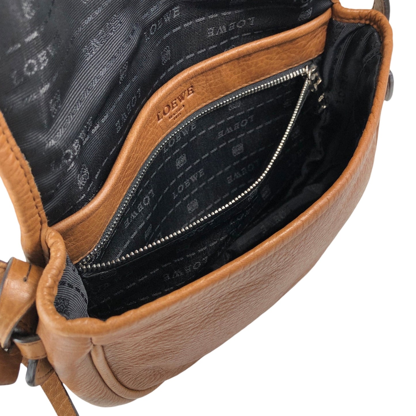 LOEWE Logo Embossed Crossbody Shoulder bag Brown Vintage w2swk6