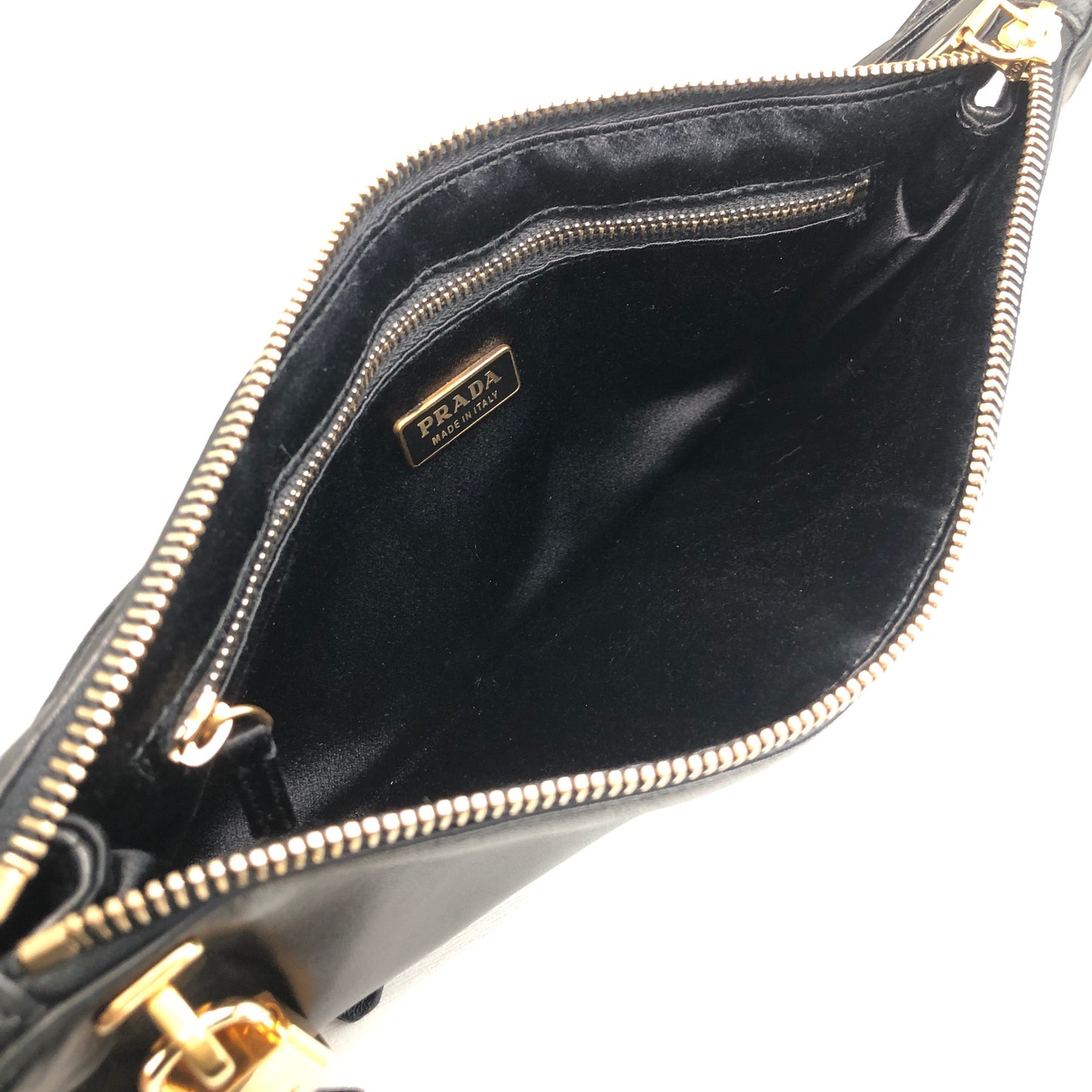 PRADA Logo Embossed Shoulder bag Black Vintage 4833mz