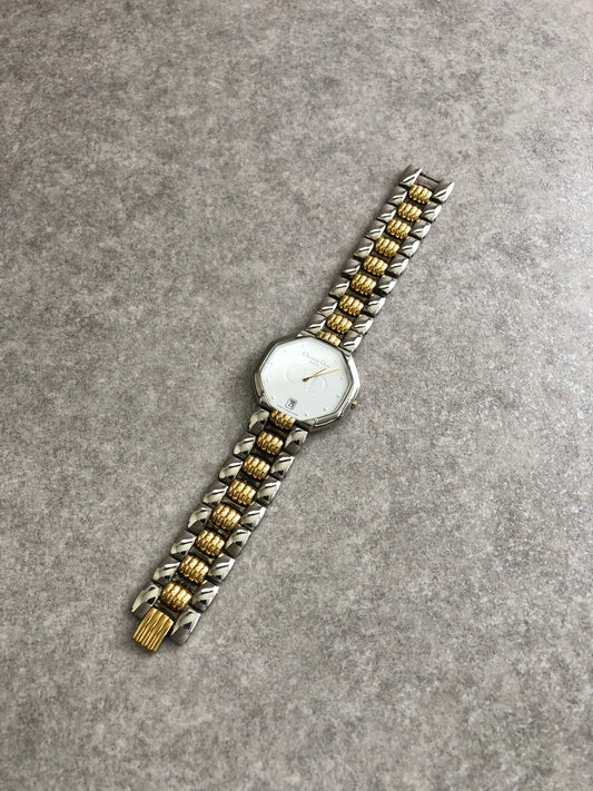 Christian Dior Octagon Watch Silver×Gold Vintage enrkhj