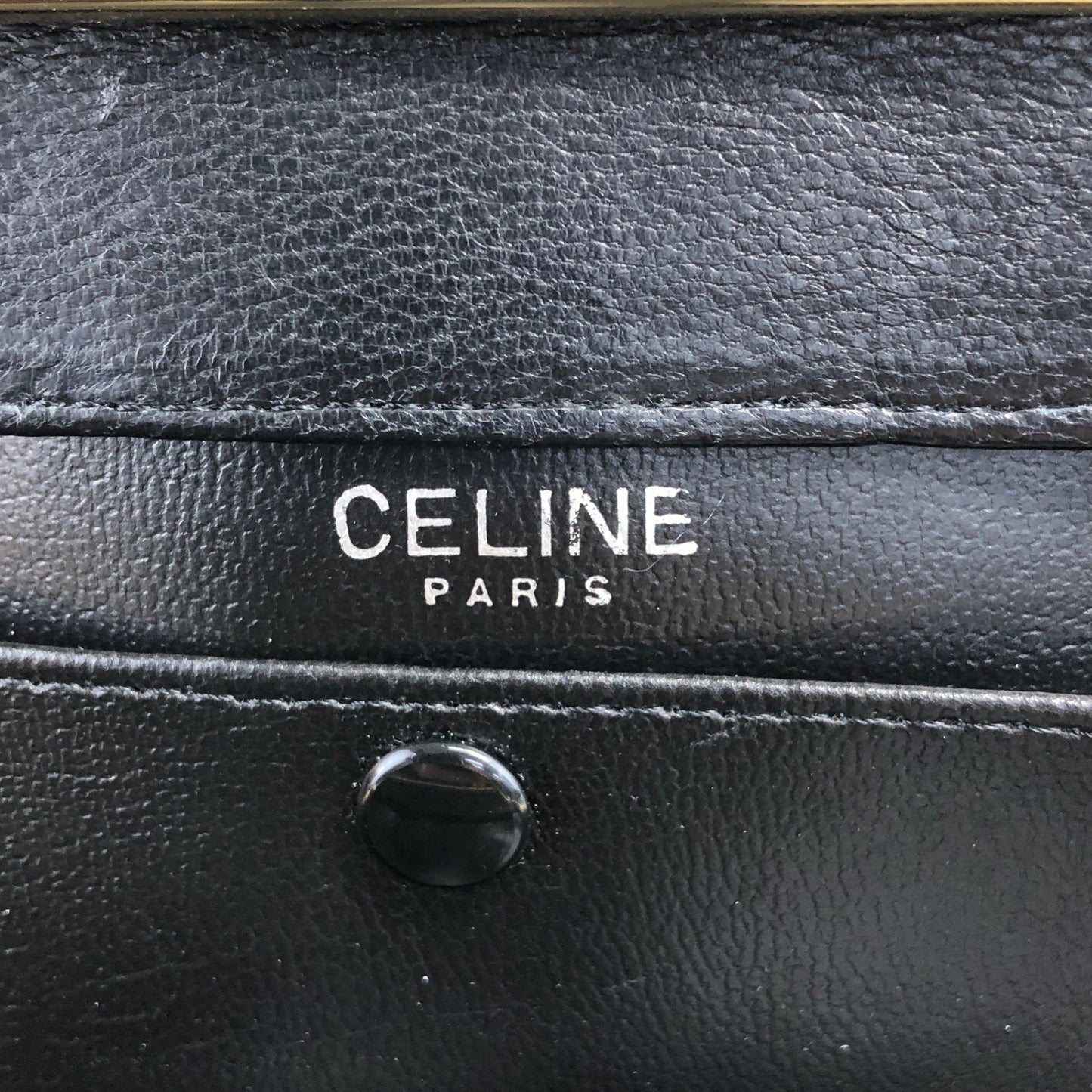 CELINE Blason Metal Clasp Chain Shoulder bag Black Vintage bfh6px