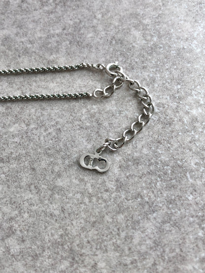 Christian Dior CD Logo Necklace Silver Vintage 8nfiyv