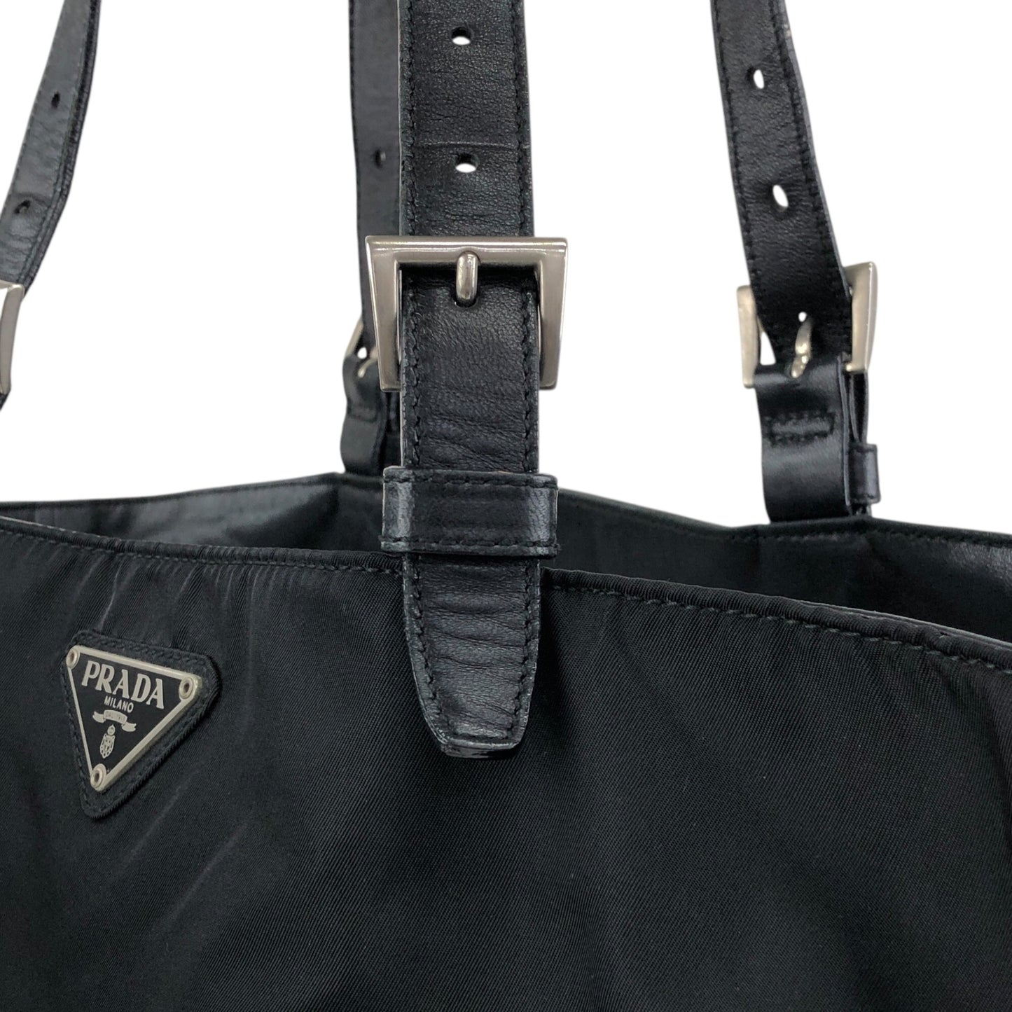 PRADA Tessuto Triangle Logo Handbag Black Vintage e52d78