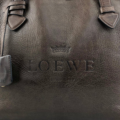 LOEWE Logo Embossed Handbag Totebag Brown Vintage faniey