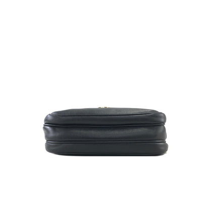 CELINE Triomphe Leather Crossbody Shoulder bag Black Vintage hn5feu