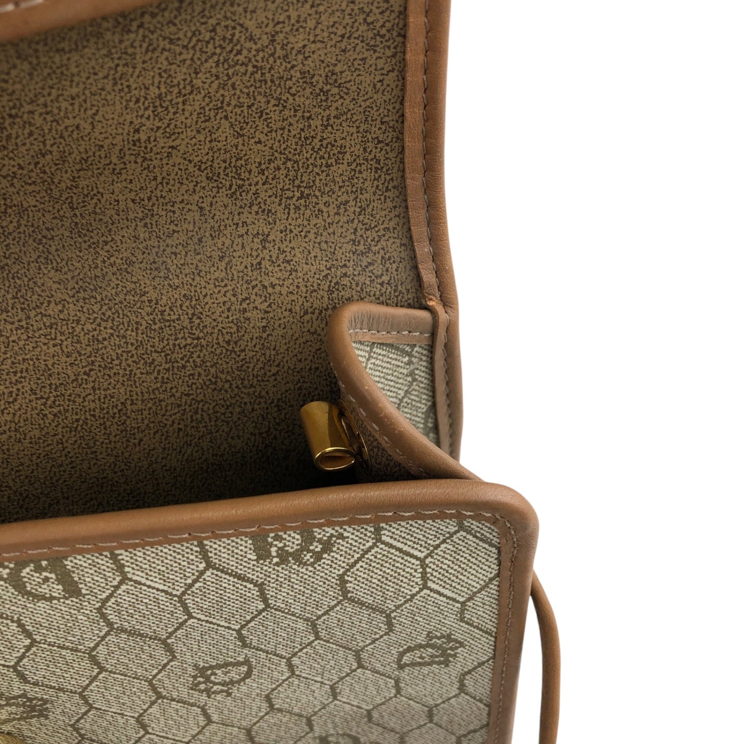 Christian Dior Honeycomb Pattern Shoulder bag Beige Vintage j4tc6b