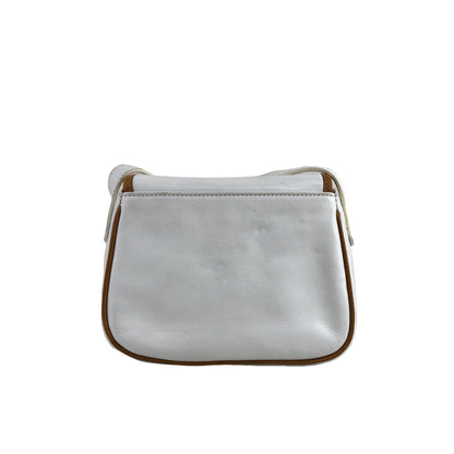 CELINE Blason Front Buckle Shoulder bag White Vintage hzne27