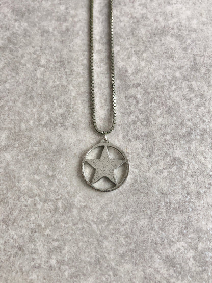 Christian Dior  Star Motif Necklace Silver Vintage 37kear