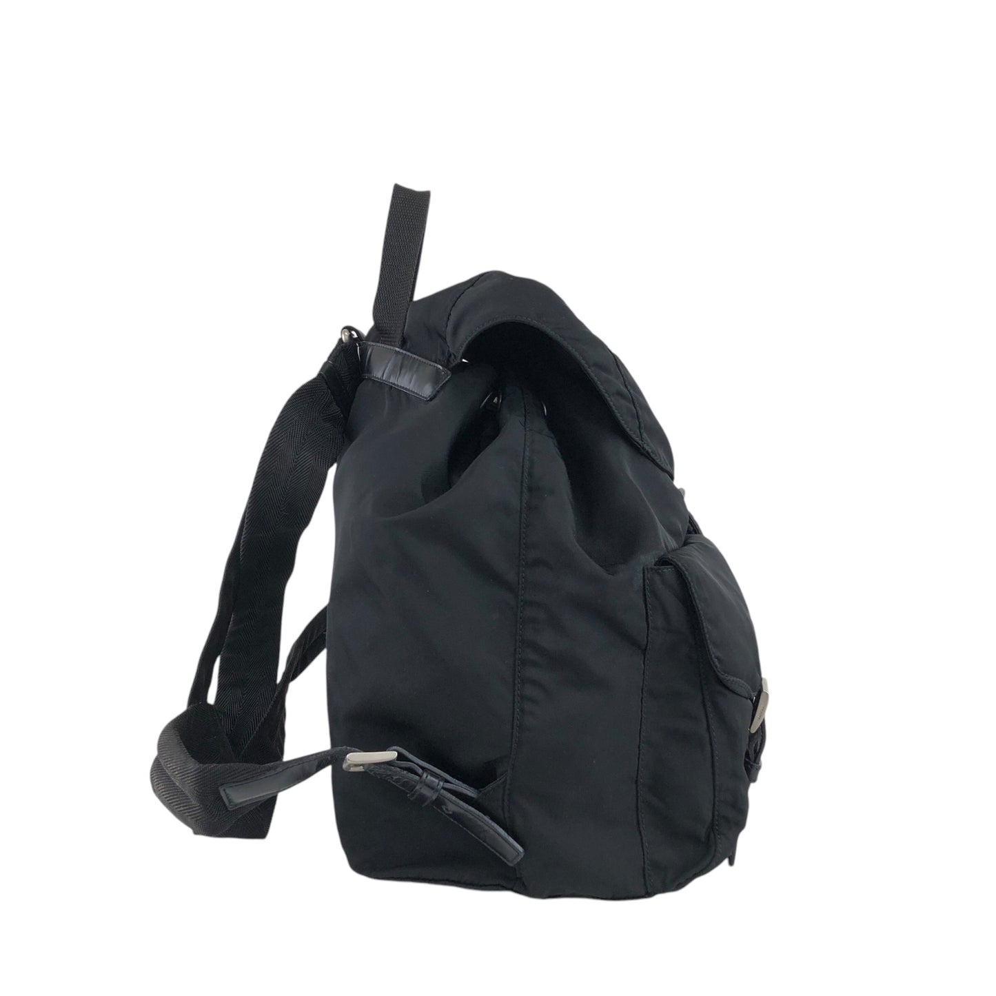 PRADA Triangle Logo Double Pocket Backpack Black Vintage 7hx8bf