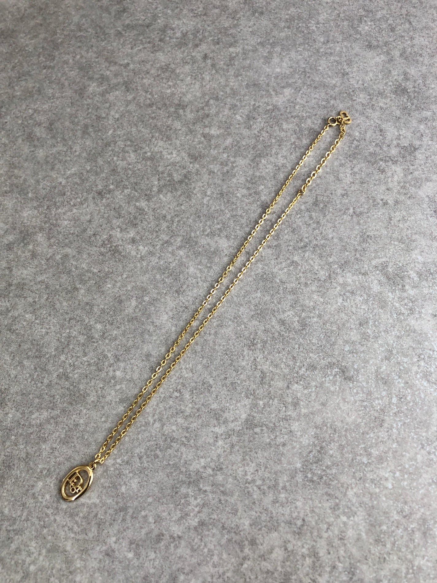 Christian Dior Logo Necklace Gold Vintage b3nfby