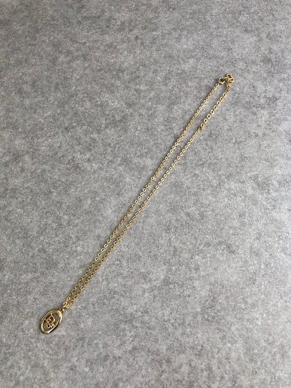 Christian Dior Logo Necklace Gold Vintage b3nfby