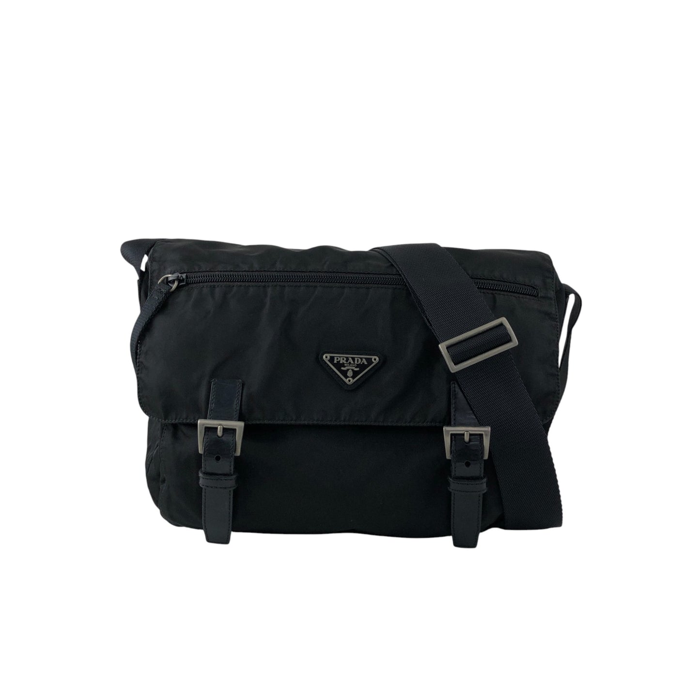 PRADA Tessuto Triangle Logo Shoulder bag Black Vintage 2i7imi