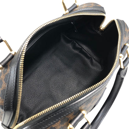 CELINE Macadam Blason Two-way Small Boston bag Shoulder bag Black Vintage 2urwut