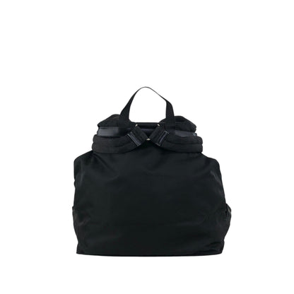 PRADA Tessuto Triangle Logo Front Buckle Double Pocket Backpack Black Vintage 5kjjr2