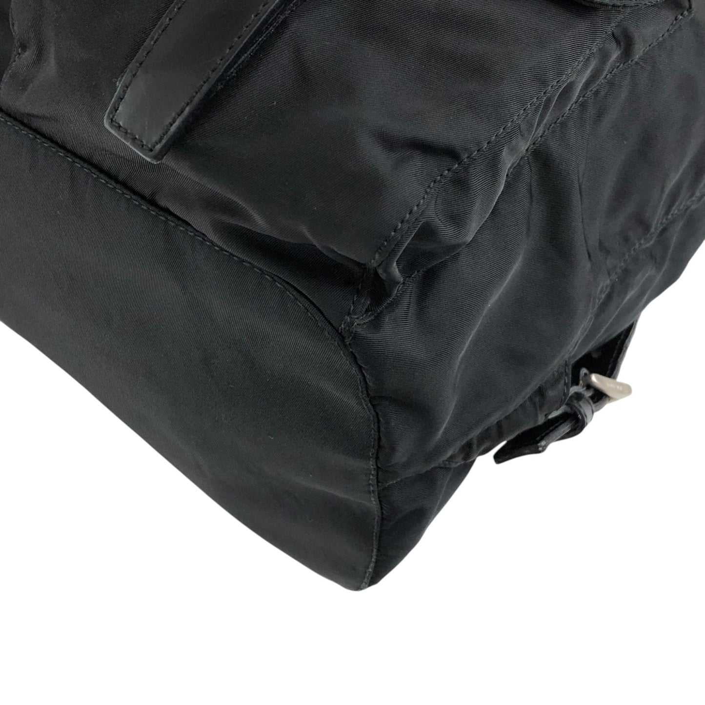 PRADA Tessuto Triangle Logo Double Pocket Backpack Black Vintage rr2dvd