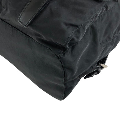 PRADA Tessuto Triangle Logo Double Pocket Backpack Black Vintage rr2dvd