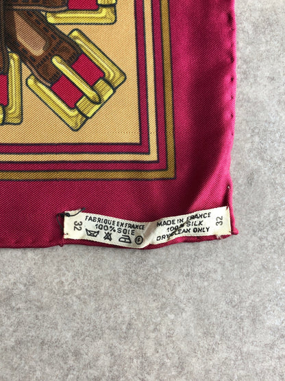 HERMES SILK Scarf Brown×Bordeaux Vintage xrkatw