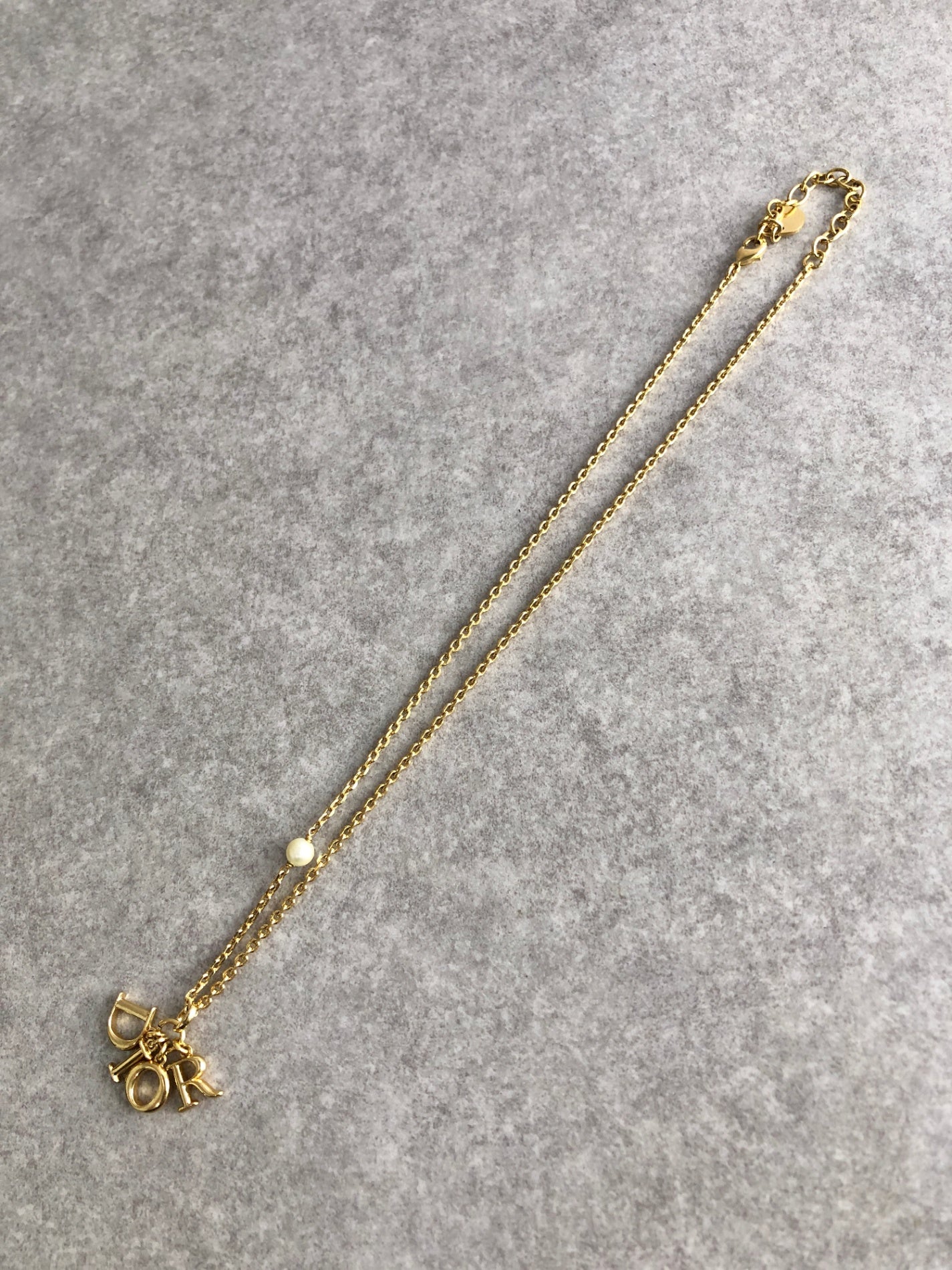 Christian Dior Logo Motif Necklace Gold Vintage iz24ex