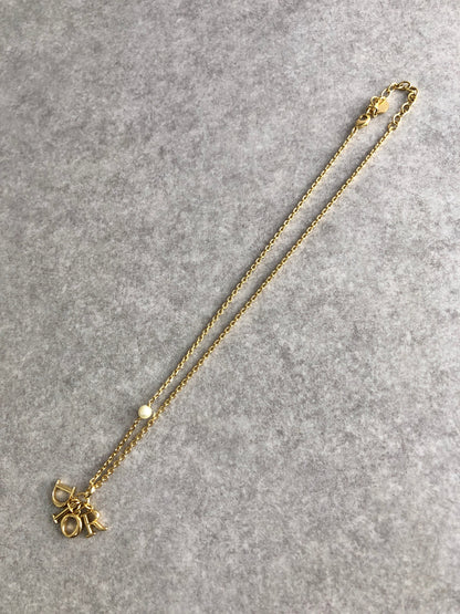 Christian Dior Logo Motif Necklace Gold Vintage iz24ex