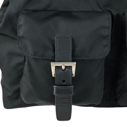 PRADA Tessuto Triangle Logo Double Pocket Totebag Black Vintage bdfpbe