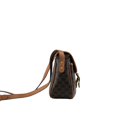 CELINE Macadam Blason Front Buckle Shoulder bag Brown Vintage zzu5ya