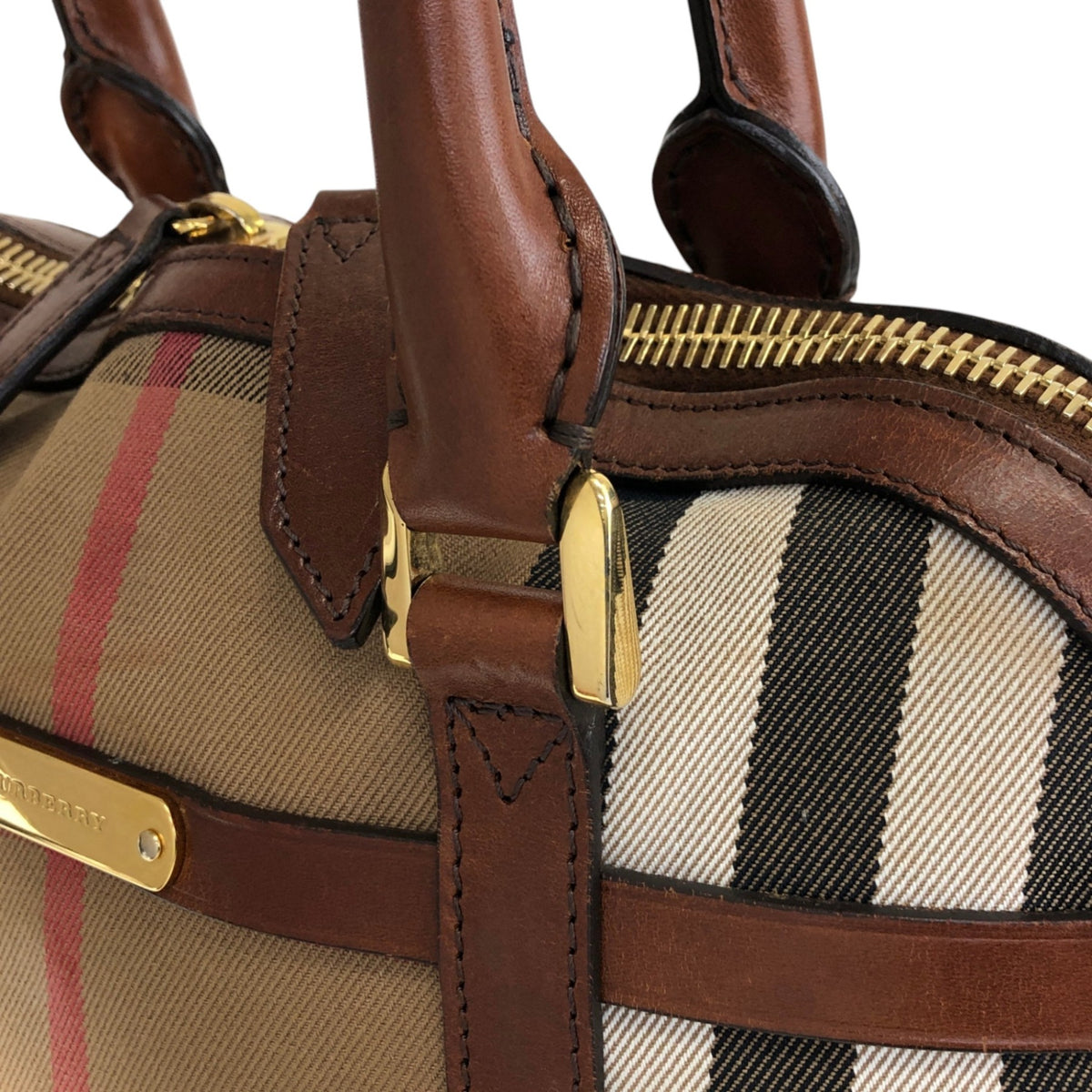 BURBERRY Check Two-way Handbag Shoulder bag Brown Vintage xuyjae