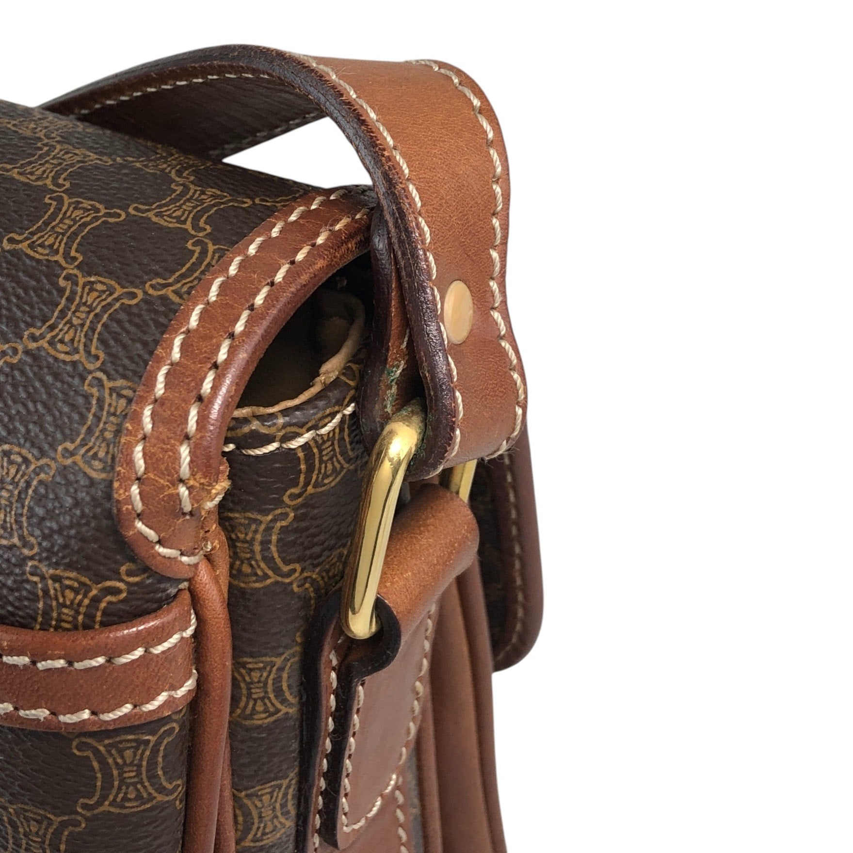 CELINE Macadam Horseshoe Shoulder bag Brown Vintage mxtw8i