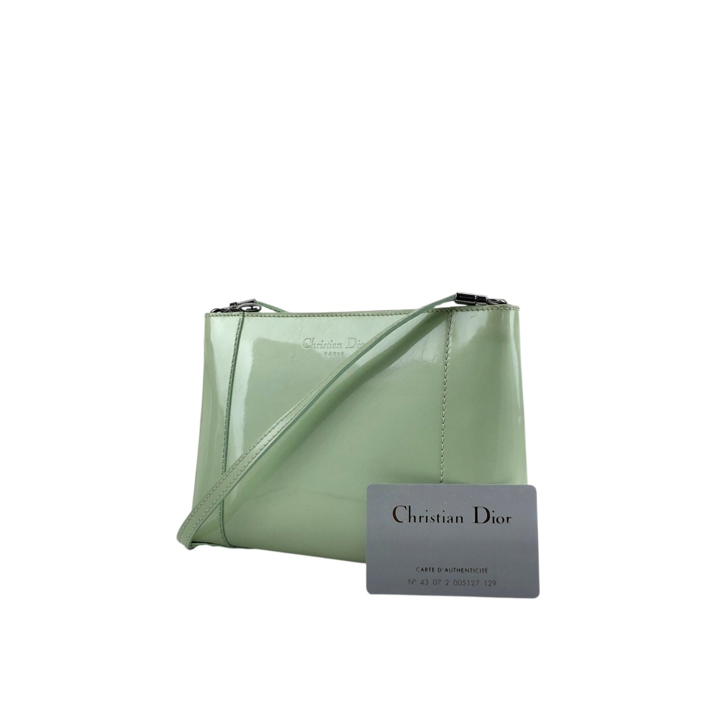 Christian Dior Logo Embossed Shoulder bag Green Vintage 7izpjd