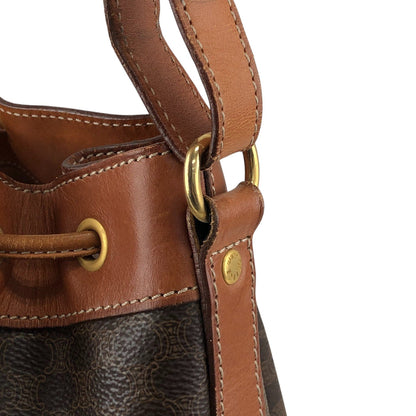 CELINE Macadam Blason Drawstring Shoulder bag Brown Vintage 2wtdcs