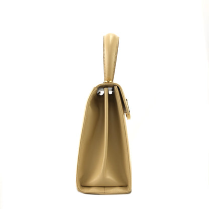Salvatore Ferragamo Gancini 皮革頂部手把手提包米色復古 2xyxrd 