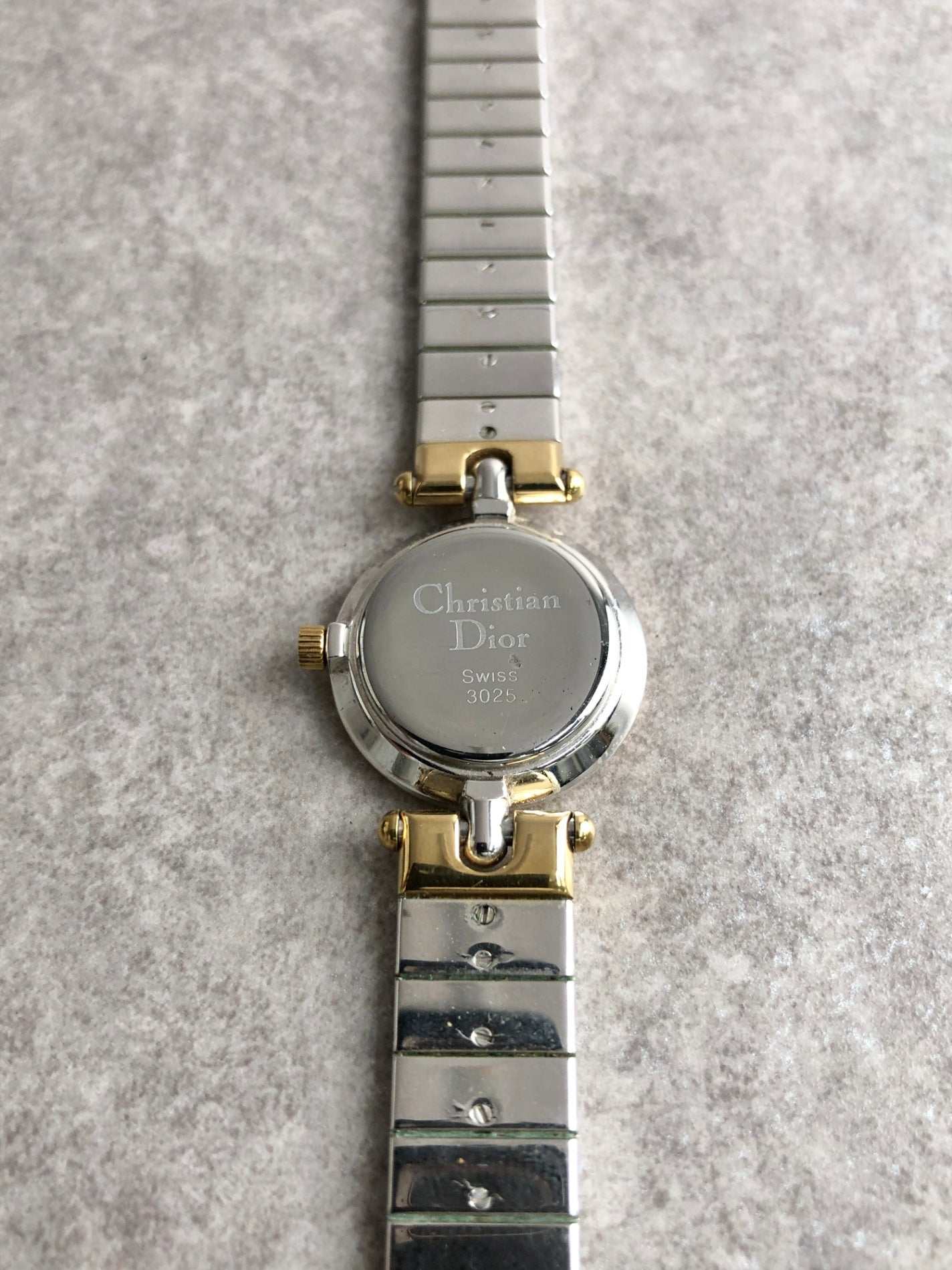 Christian Dior Logo Watch Silver×Gold 3025 Vintage fadvvc
