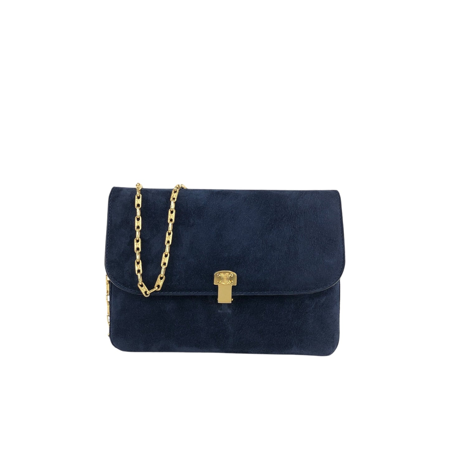 CELINE Blason Chain Shoulder bag Navy Vintage bppgsa