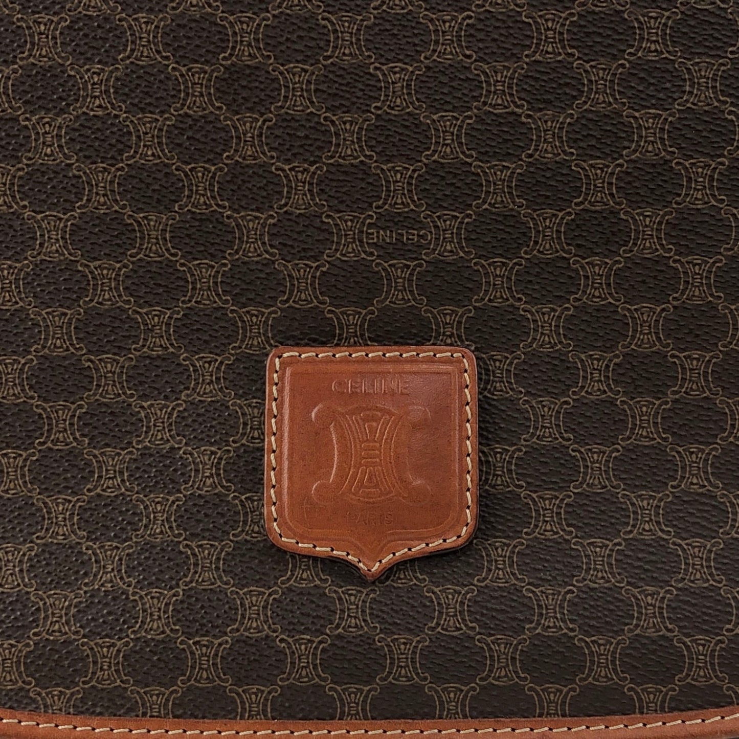 CELINE Macadam Blason Shoulder bag Brown Vintage 6pmbjw