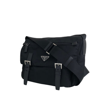 PRADA Triangle Logo Shoulder bag Black Vintage c3szxv