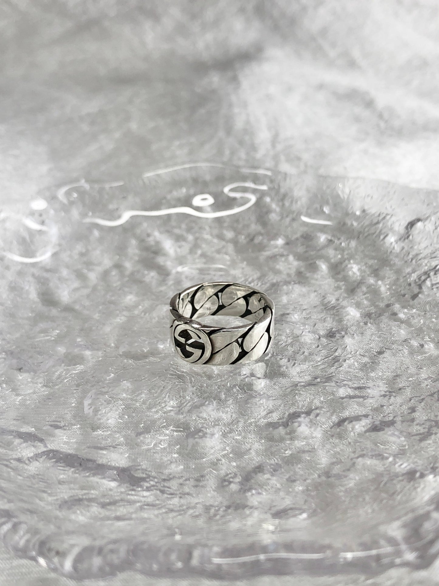 GUCCI Interlocking SILVER925 Ring Silver Vintage k4kgbj