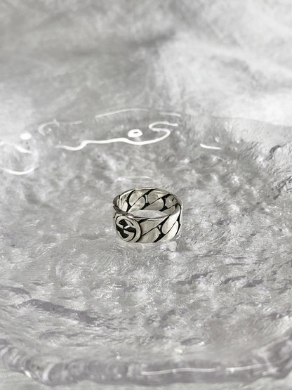 GUCCI Interlocking SILVER925 Ring Silver Vintage k4kgbj